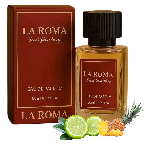 Apa de Parfum pentru barbati La Roma M-1 Aventusu, pentru barbatul carismatic, ambitios si sigur pe el, intens, persistent, chypre-fructat, cu ananas, bergamota si note lemnoase, 50ml