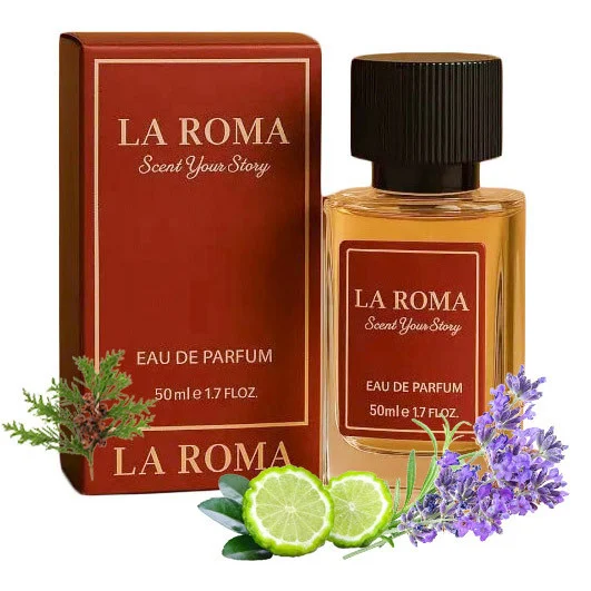 Apa de Parfum pentru barbati La Roma M-14 Berberry, cu lavanda, bergamota si cedru, aromatic-lemnos, pentru barbatul elegant, rafinat si natural, 50ml