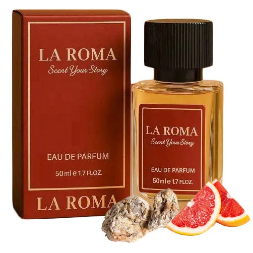 Apa de Parfum pentru barbati La Roma M-2 Invinctus, pentru barbatul intens, cuceritor, persistent, cu note marine, grapefruit si ambra gri, 50ml