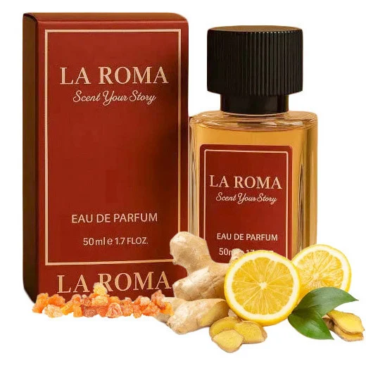 Apa de Parfum pentru barbati La Roma M-4 Blue Scent, pentru barbatul care inspira, elegant si sigur, intens, persistent, aromatic/lemnos, cu citrice, condimente si tamaie, 50ml