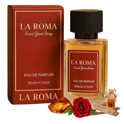 Apa de Parfum pentru barbati La Roma M-6 Intense, pentru barbatul puternic, misterios, miros intens, persistent, oriental/lemnos, cu oud, trandafir si ambra, 50ml