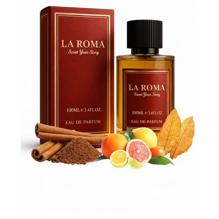 Apa de Parfum pentru barbati La Roma M-8 Spicy, pentru barbatul intens, dominant, rafinat, oriental/condimentat, scortisoara, tabac si note lemnoase, 100ml