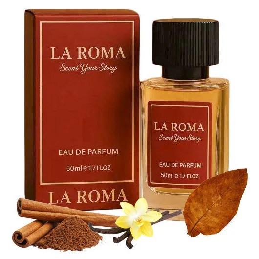 Apa de Parfum pentru barbati La Roma M-9 Bold Intense, pentru barbatul puternic, asumat si seducator, oriental/condimentat, scortisoara, tabac si vanilie, 50ml