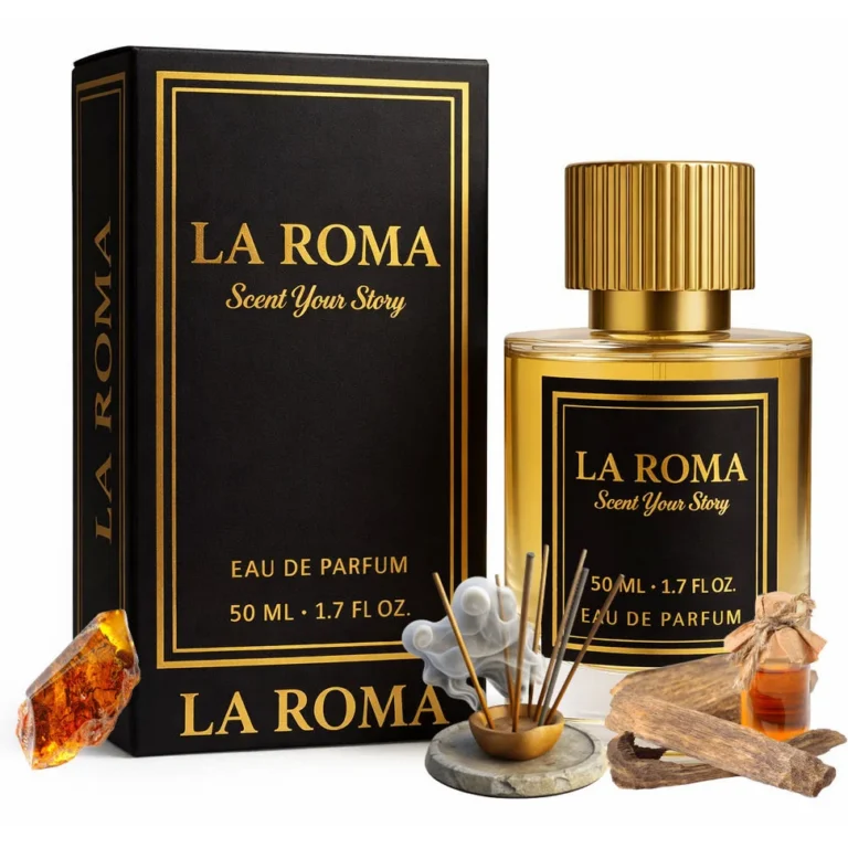 Apa de Parfum La Roma U-13 Amuge, Unisex, cu tamaie, oud si chihlimbar oriental-ambrat, persistent, miros intens si opulent care transmite putere si rafinament, 50ml