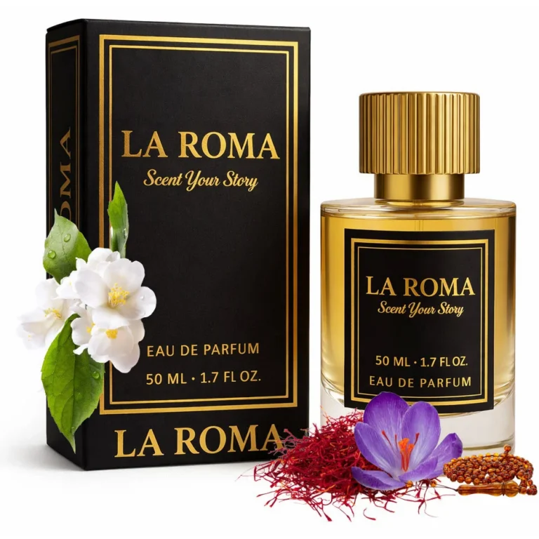 Apa de Parfum La Roma U-4 Rouge, Unisex, cu sofran, iasomie si chihlimbar, oriental-lemnos, persistent, miros luxos, sofisticat si memorabil, 50ml