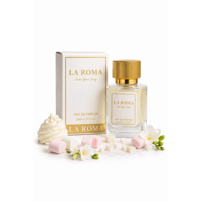 Apa de Parfum pentru femei La Roma W-16 Marshmallow, frezie, bezea, frisca si zahar, intens, dulce-gurmand, aroma cremosa si jucausa, 50ml