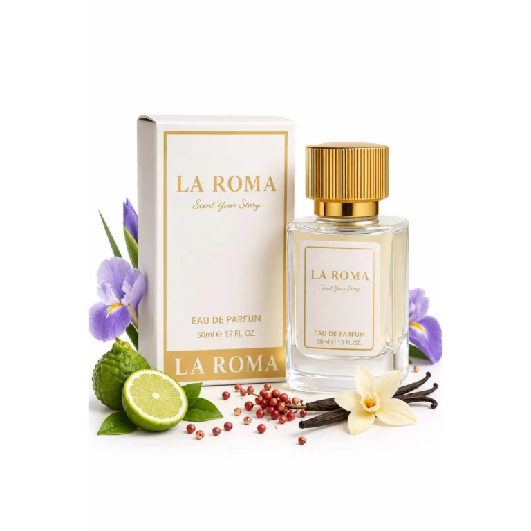 Apa de Parfum pentru femei La Roma W-17 Frame, bergamota, piper roz, iris si vanilie, elegant, modern si rafinat, floral-lemnos-ambrat, miros persistent si memorabil, 50ml