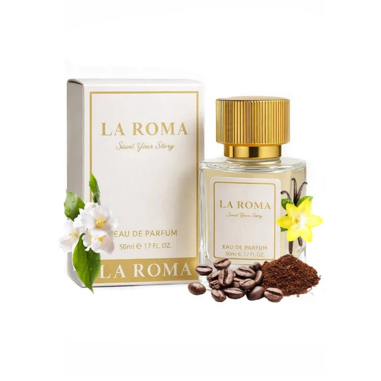 Apa de Parfum pentru femei La Roma W-3 Optium, cu flori albe, cafea si vanilie, oriental-vanilat, creat pentru femeia seducatoare si misterioasa, 50ml