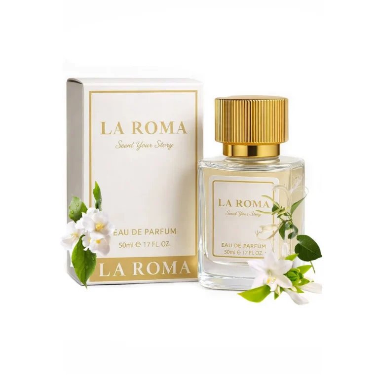Apa de Parfum pentru femei La Roma W-5 Blossom, cu iasomie, tuberoza si caprifoi, floral feminin, creat pentru femeia delicata, discreta, naturala, 50ml