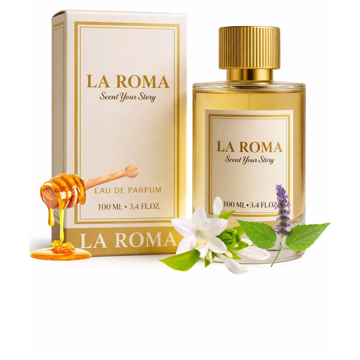 Apa de Parfum La Roma W-6 Scandalous, 100ml, oriental-gurmand, note de miere și tuberoză