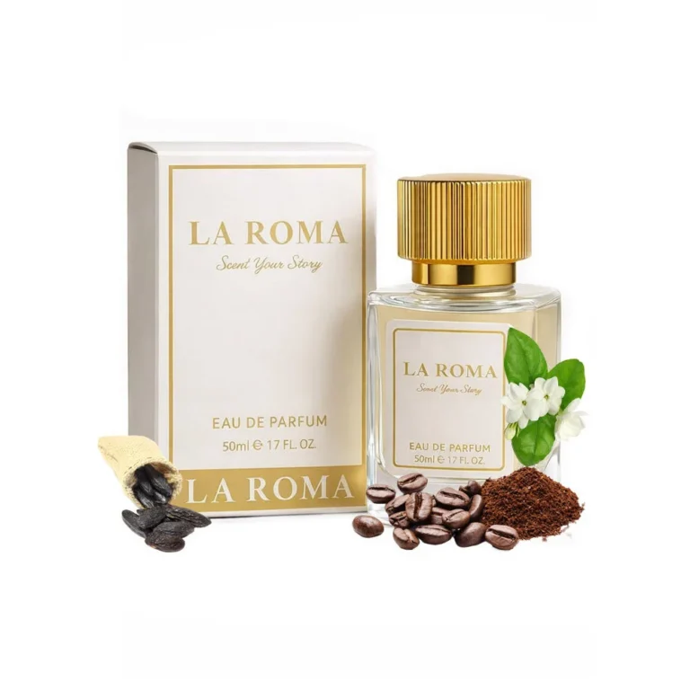 Apa de Parfum pentru femei La Roma W-7 Good Scent, cu flori albe, cafea si tonka, oriental-floral, creat pentru femeia eleganta, puternica si misterioasa, 50ml