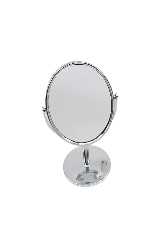 Mini oglinda cosmetica 2 in 1 TwoFaces, mareste 4x, portabila, design minimalist, argintiu, 16x10 cm, Doty®️ – imagine 2