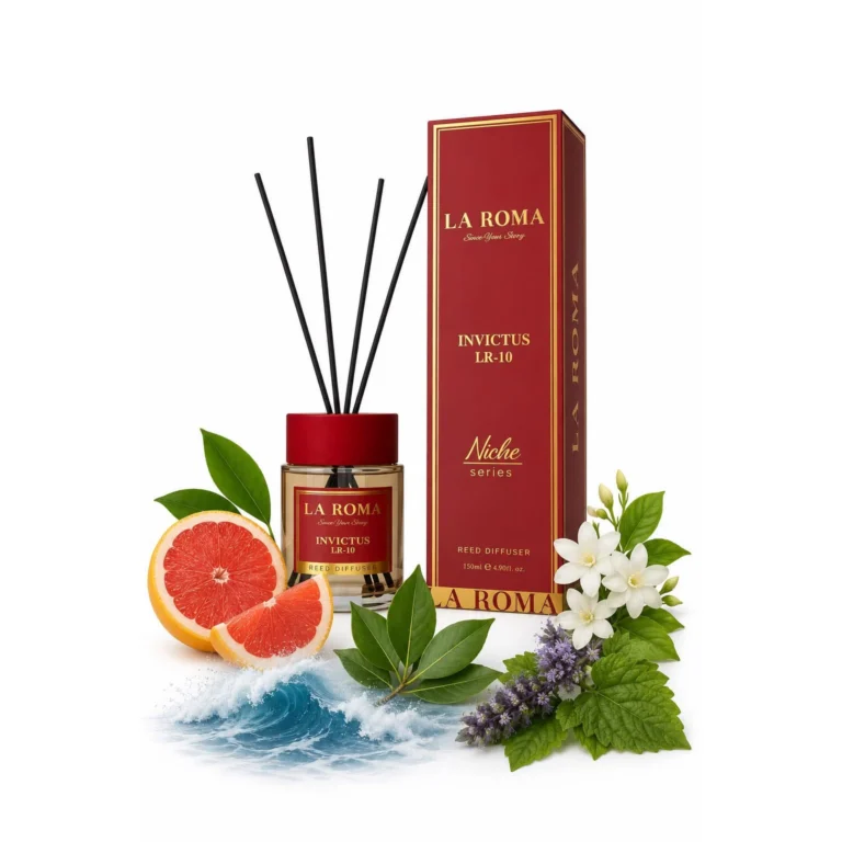 Odorizant de camera cu bete La Roma nisa LR-10 Invictus, grepefruit, note marine, iasomie si patchouli, difuzare constanta si uniforma, 120ml