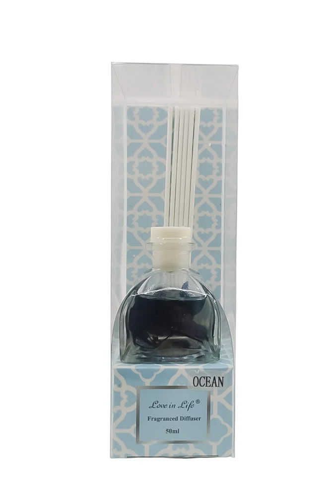 Odorizant de camera Love is Life Mandala Scent, aroma ocean, 50 ml, sticla transparenta, betisoare incluse, Doty®️