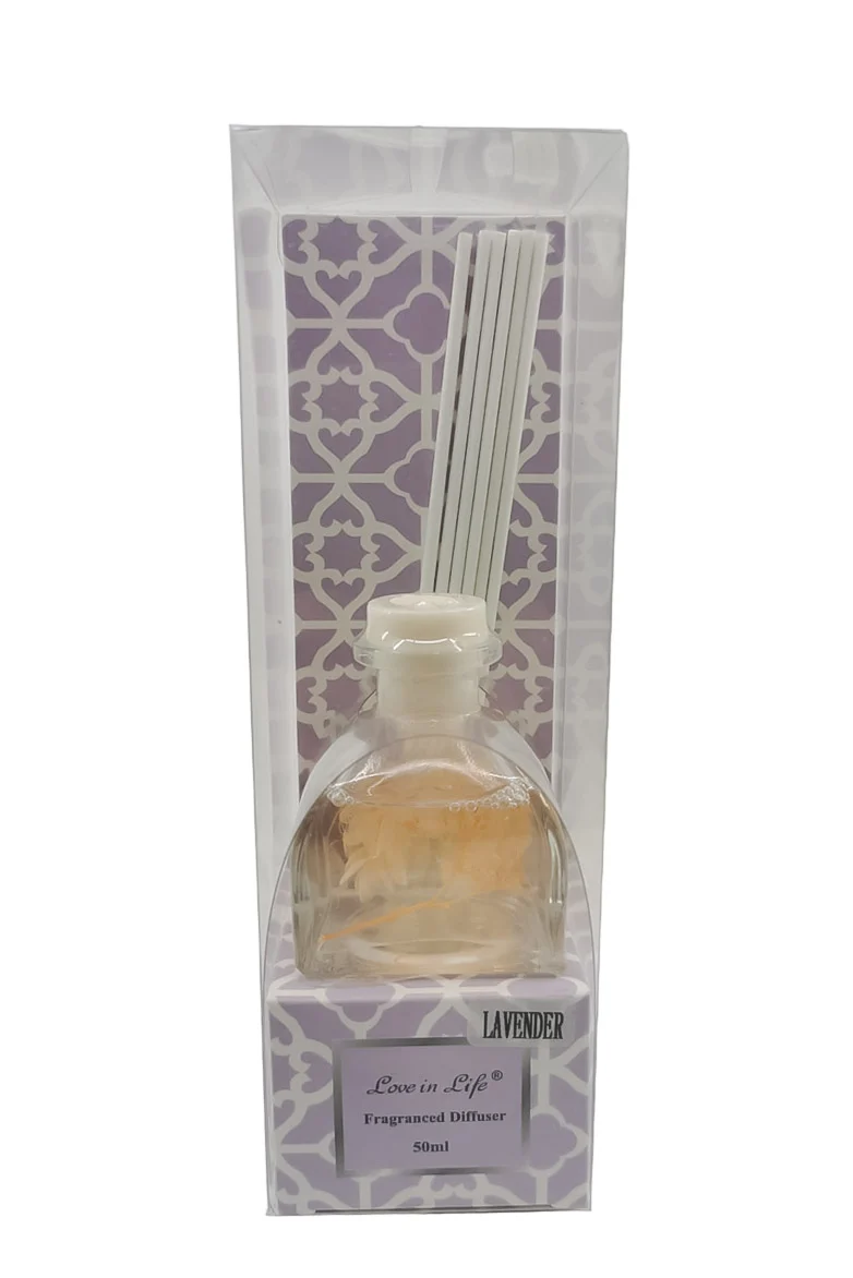 Odorizant de camera Love is Life Mandala Scent, aroma lavanda, 50 ml, sticla transparenta, betisoare incluse, Doty®️