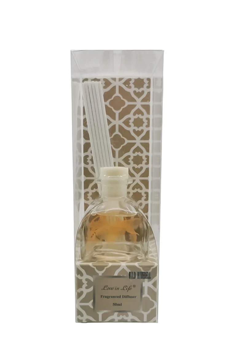 Odorizant de camera Love is Life Mandala Scent, aroma floare clopotel salbatic, 50 ml, sticla transparenta, betisoare incluse, Doty®️