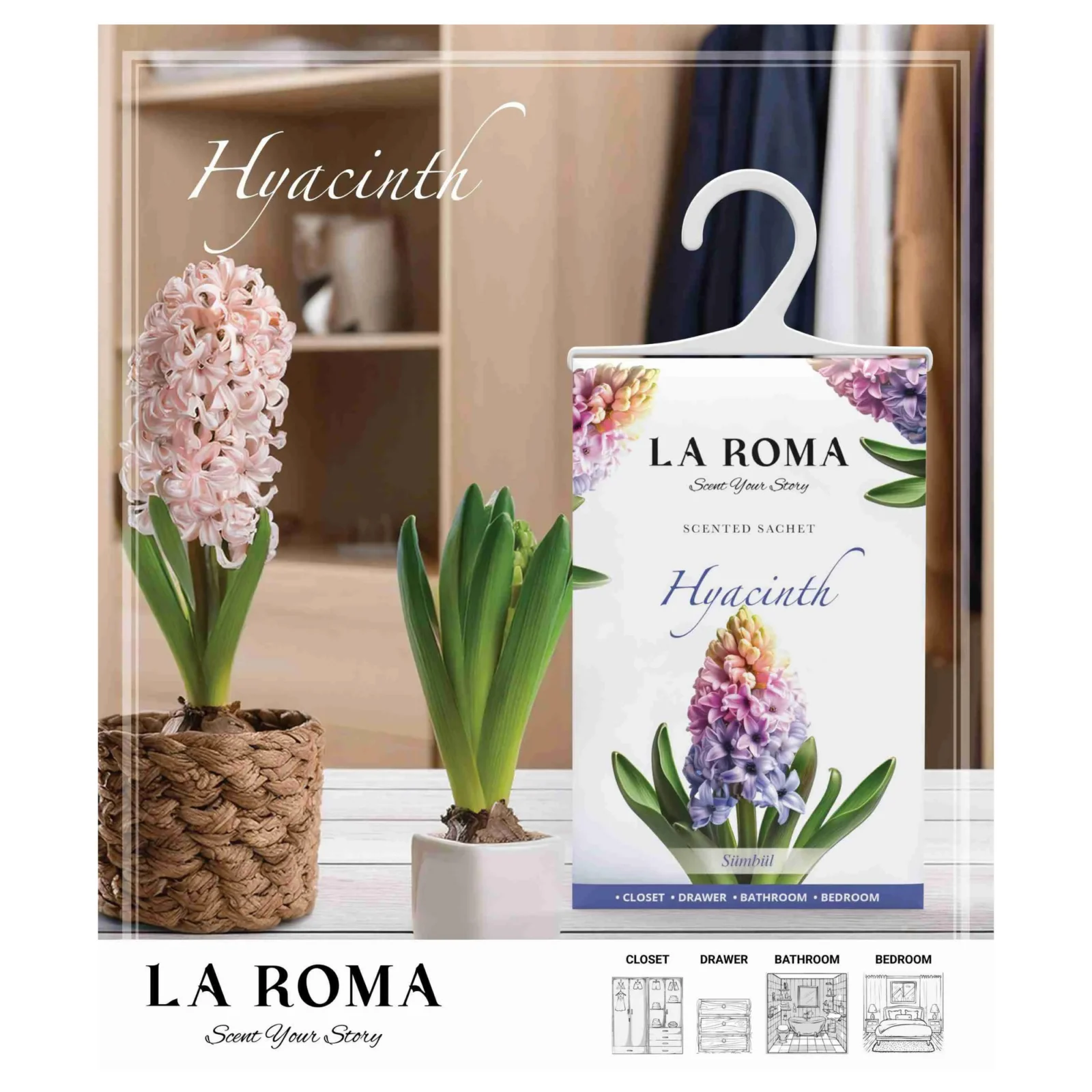 Odorizant solid La Roma Hyacinth, saculet parfumat, floral, 150g – imagine 3