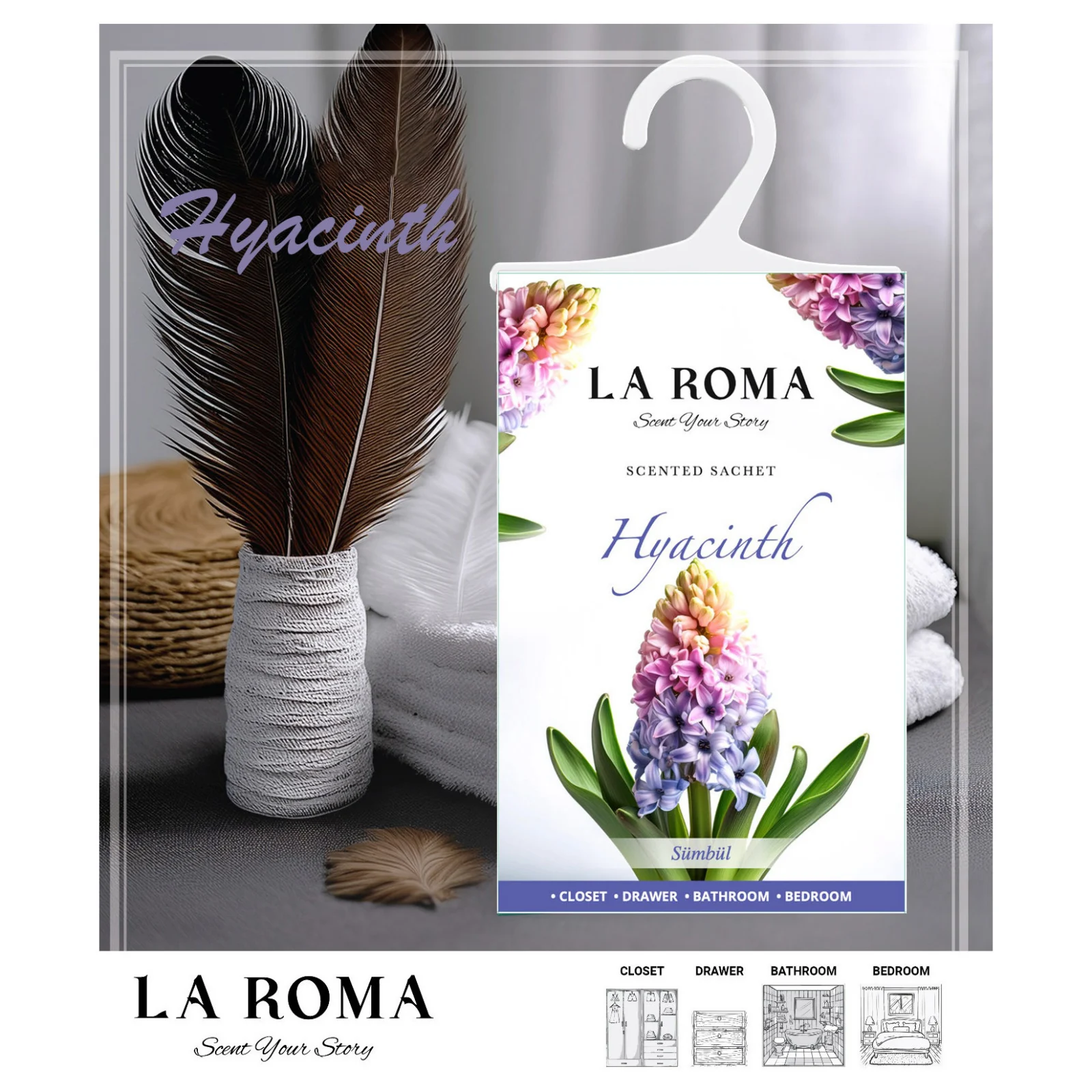 Odorizant solid La Roma Hyacinth, saculet parfumat, floral, 150g – imagine 4