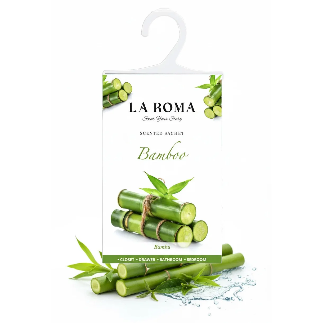 Odorizant solid universal La Roma Bamboo, saculet parfumat, aroma curata si proaspata, inspirata de natura, ideal pentru dressing, baie sau camera