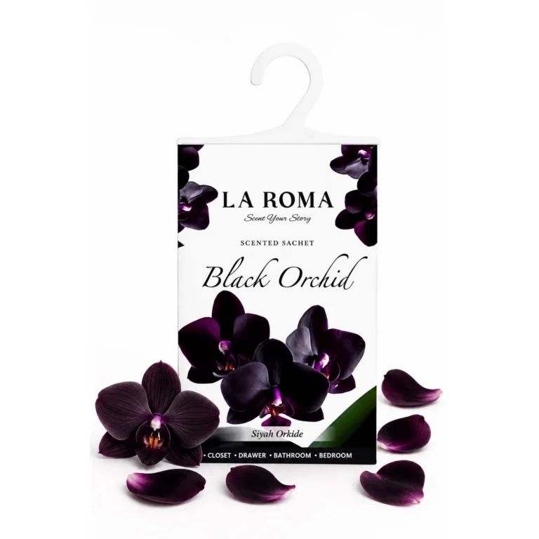 Odorizant solid universal La Roma Black Orchid, saculet parfumat, potrivit pentru cei care iubesc aomele sofisticate, intense si misterioase, ideal pentru dressing, baie sau camera