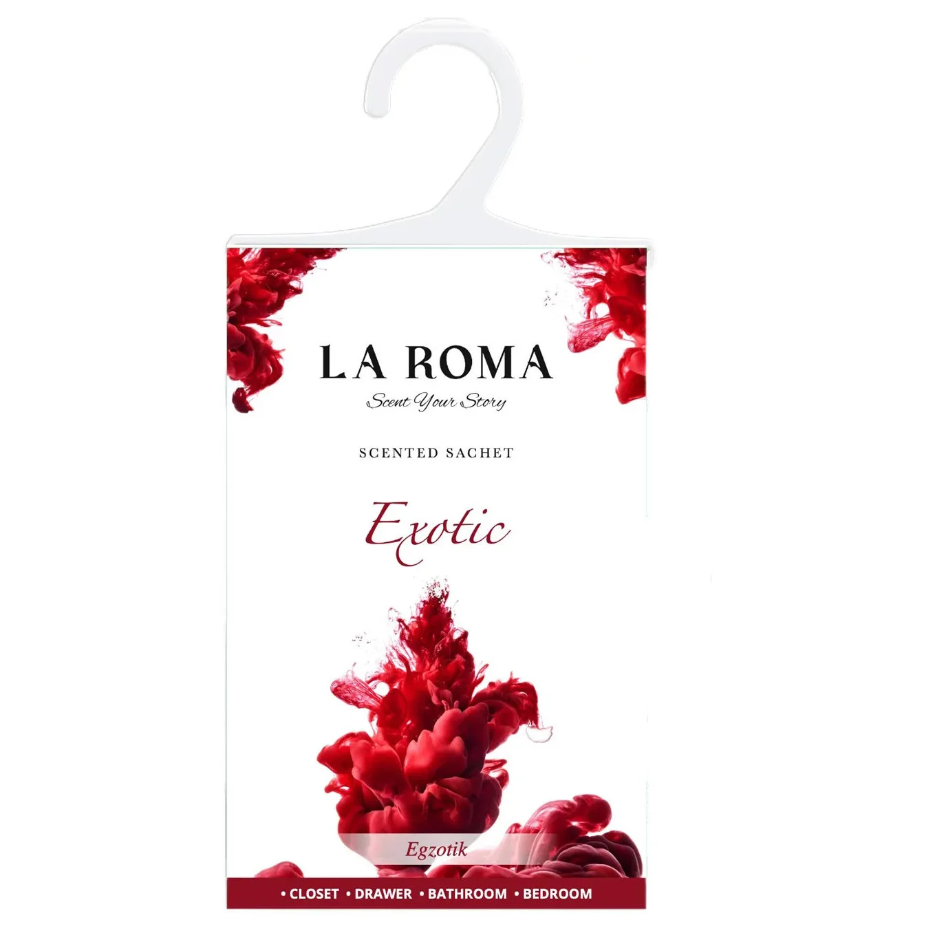 Odorizant solid universal La Roma Exotic, saculet parfumat, potrivite pentru cei care prefera aromele intense, exotice, fructate si florale, ideal pentru dressing, baie sau camera – imagine 4