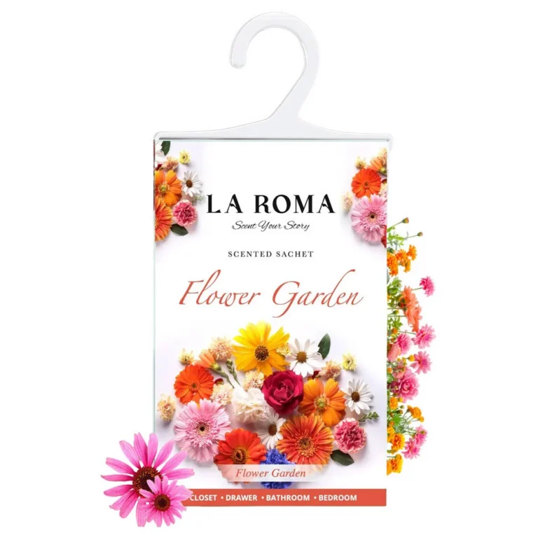 Odorizant solid universal La Roma Flower Garden, saculet parfumat, miros de flori de gradina, aroma florala, placuta si proaspata, ideal pentru dressing, baie sau camera
