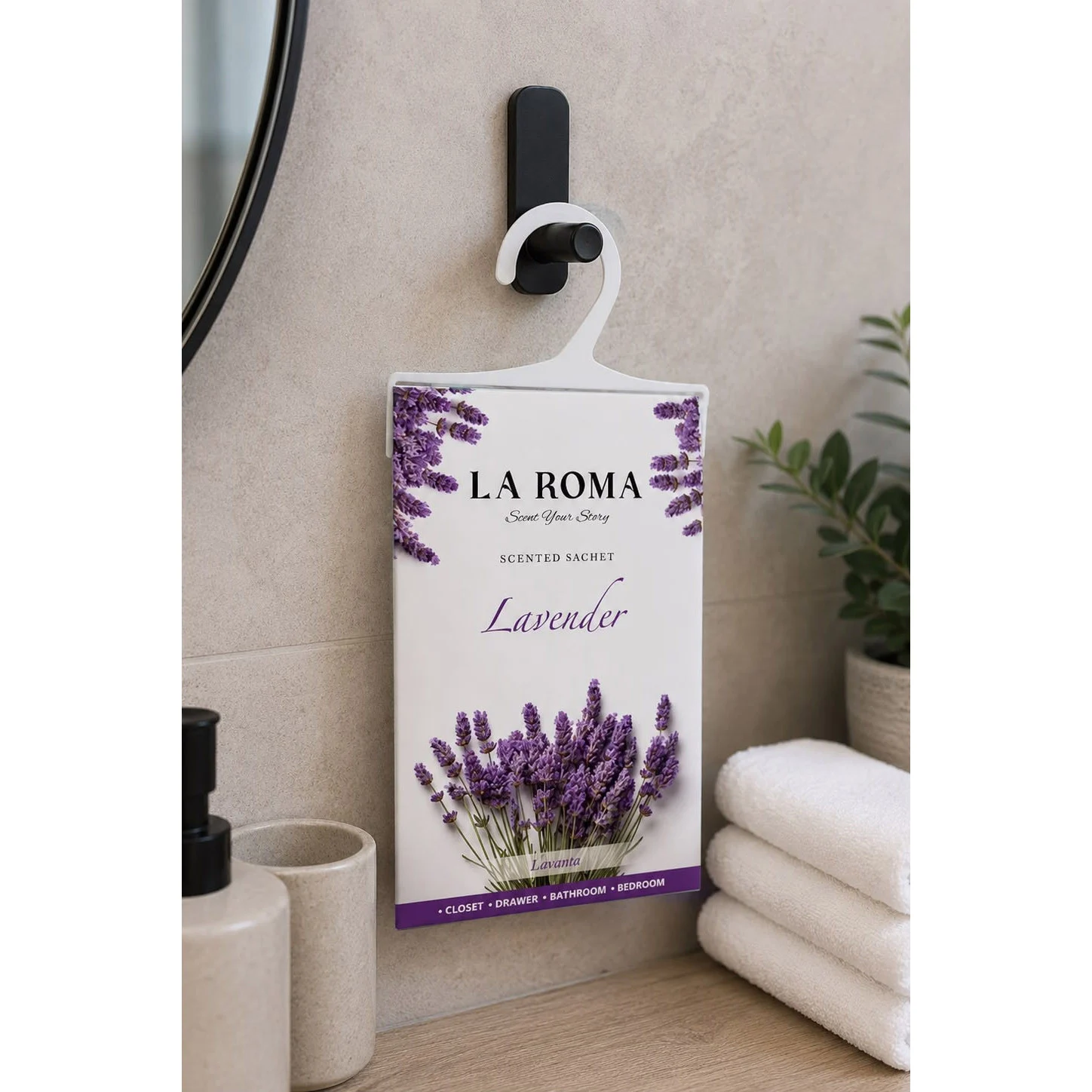 Odorizant solid universal La Roma Lavender, saculet parfumat, pentru cei care iubesc aromele florale, curate si relaxante, ideal pentru dressing, baie sau camera – imagine 5