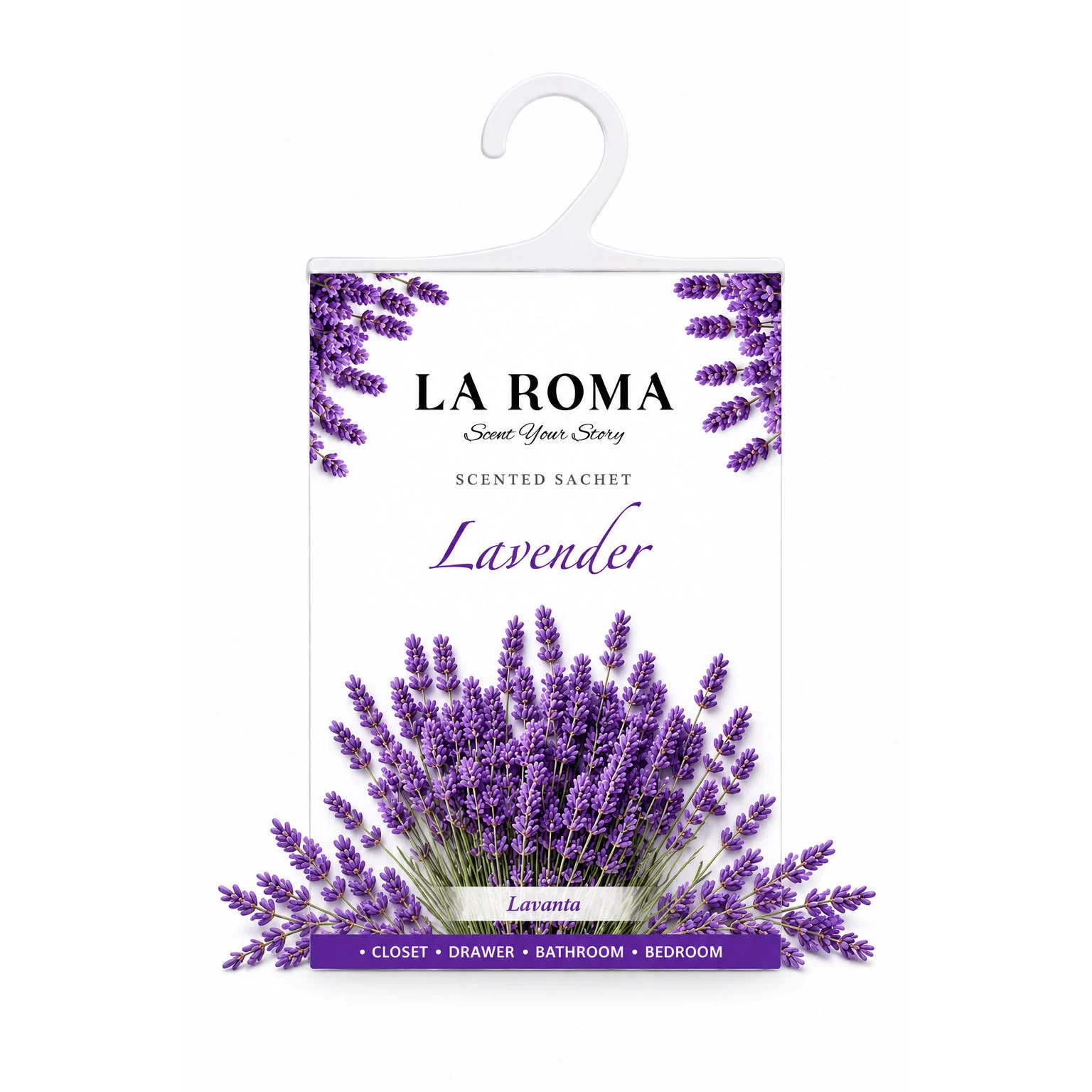 Odorizant solid universal La Roma Lavender, saculet parfumat, pentru cei care iubesc aromele florale, curate si relaxante, ideal pentru dressing, baie sau camera