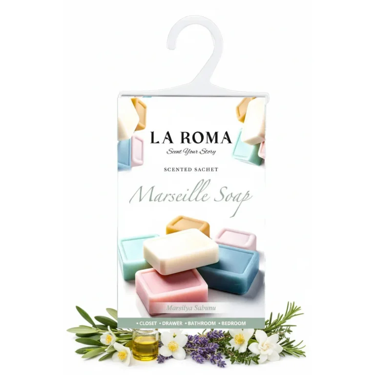 Odorizant solid universal La Roma Marseille Soap, saculet parfumat, potrivit iubitorilor de mirosuri proaspete, curate si elegante, ideal pentru dressing, baie sau camera