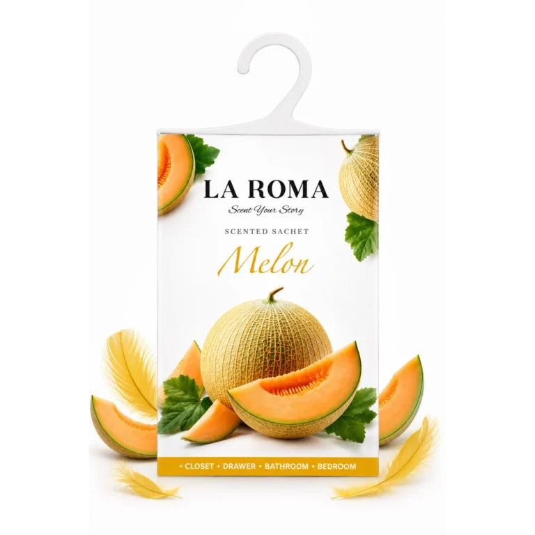 Odorizant solid universal La Roma Melon, saculet parfumat, pentru cei care iubesc aromele fructate, dulci si revigorante, ideal pentru dressing, baie sau camera