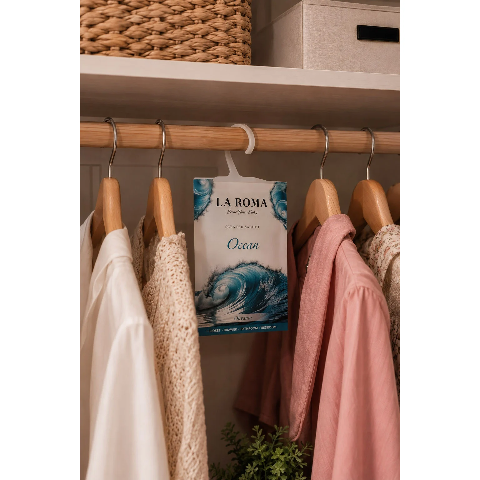 Odorizant solid universal La Roma Ocean, saculet parfumat, 75g, ideal pentru dressing si baie – imagine 2