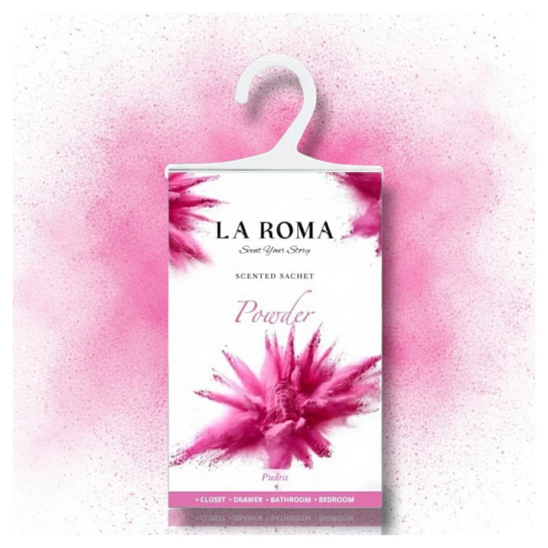 Odorizant solid universal La Roma Powder, saculet parfumat, pentru cei care apreciaza aromele fine, curate si delicate, senzatie de prospetime, ideal pentru dressing, baie sau camera – imagine 2