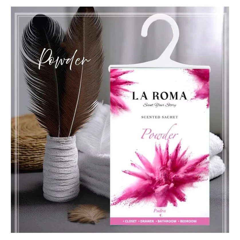 Odorizant solid universal La Roma Powder, saculet parfumat, pentru cei care apreciaza aromele fine, curate si delicate, senzatie de prospetime, ideal pentru dressing, baie sau camera – imagine 4