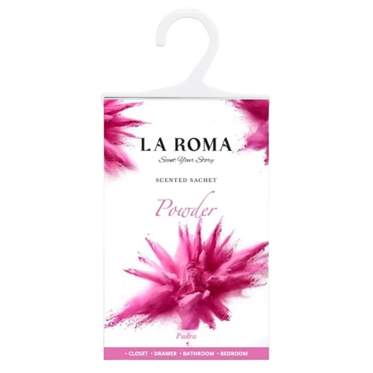 Odorizant solid universal La Roma Powder, saculet parfumat, pentru cei care apreciaza aromele fine, curate si delicate, senzatie de prospetime, ideal pentru dressing, baie sau camera – imagine 5