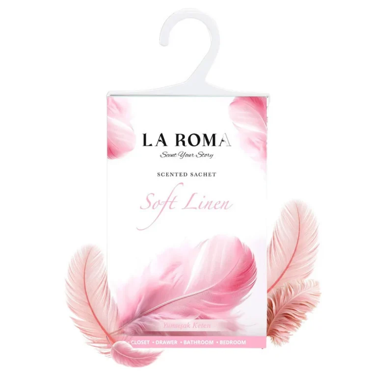 Odorizant solid universal La Roma Soft Linen, saculet parfumat, experienta senzoriala care evoca liniste, curatenie si confort, ideal pentru dressing, baie sau camera
