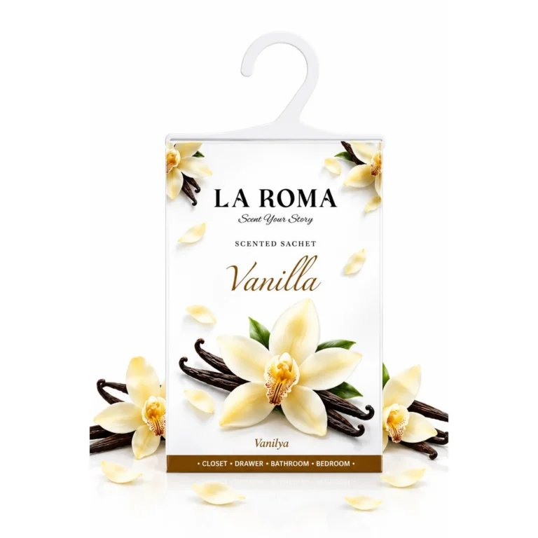 Odorizant solid universal La Roma Vanilla, saculet parfumat, miros de vanilie, aroma dulce calda si reconfortanta, ideal pentru dressing, baie sau camera