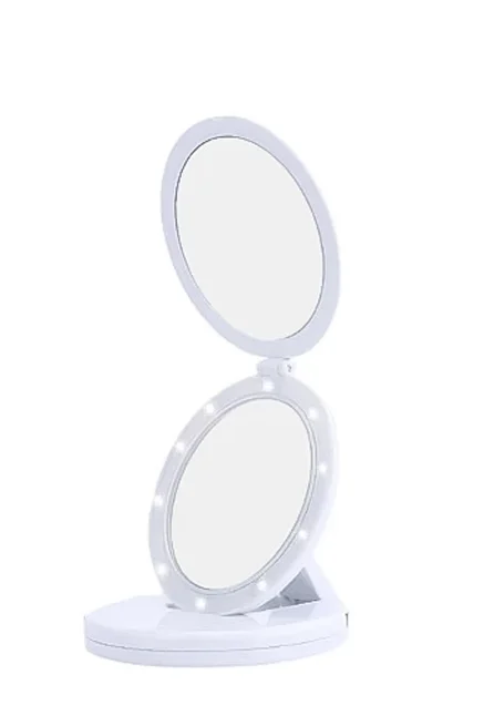 Oglinda cosmetica 2 in 1 Luce Espejo, pliabila, led,efect de lupa , reincarcabila, 16.5 cm , alba , Doty – imagine 2