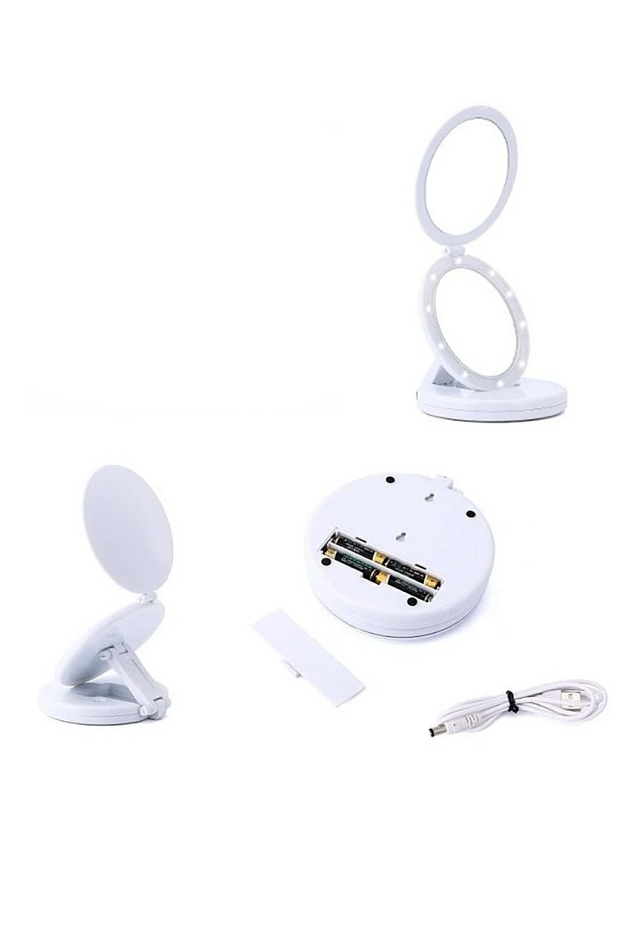 Oglinda cosmetica 2 in 1 Luce Espejo, pliabila, led,efect de lupa , reincarcabila, 16.5 cm , alba , Doty – imagine 4