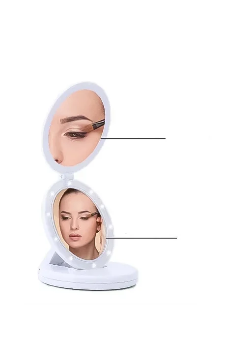Oglinda cosmetica 2 in 1 Luce Espejo, pliabila, led,efect de lupa , reincarcabila, 16.5 cm , alba , Doty – imagine 6