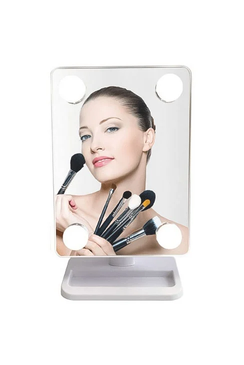 Oglinda cosmetica BeautyON Mirror,rotatie 360 , cu LED, USB inclus, 25x18 cm ,tavita inclusa,alb, Doty – imagine 2