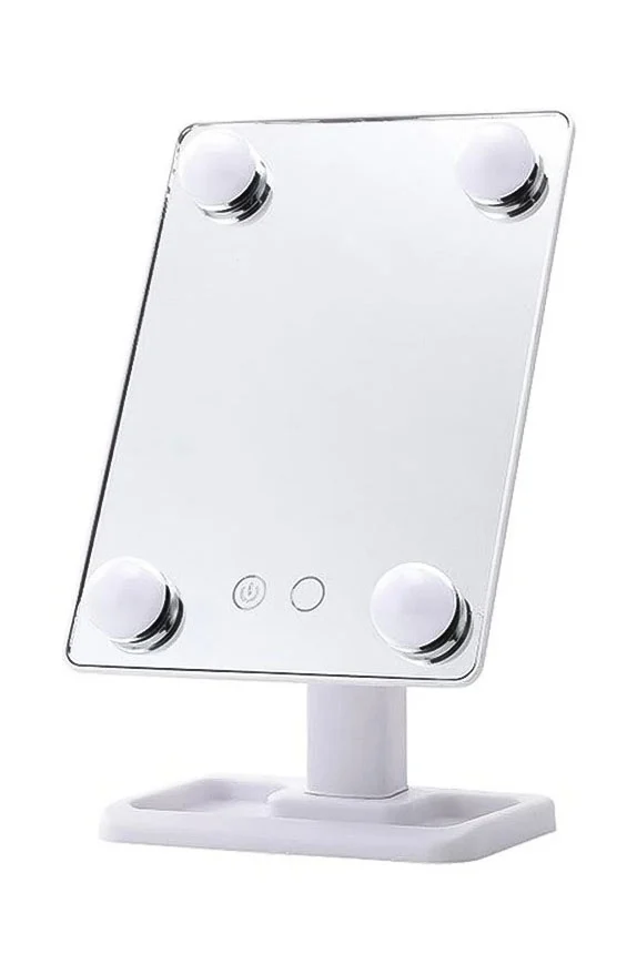 Oglinda cosmetica BeautyON Mirror,rotatie 360 , cu LED, USB inclus, 25x18 cm ,tavita inclusa,alb, Doty
