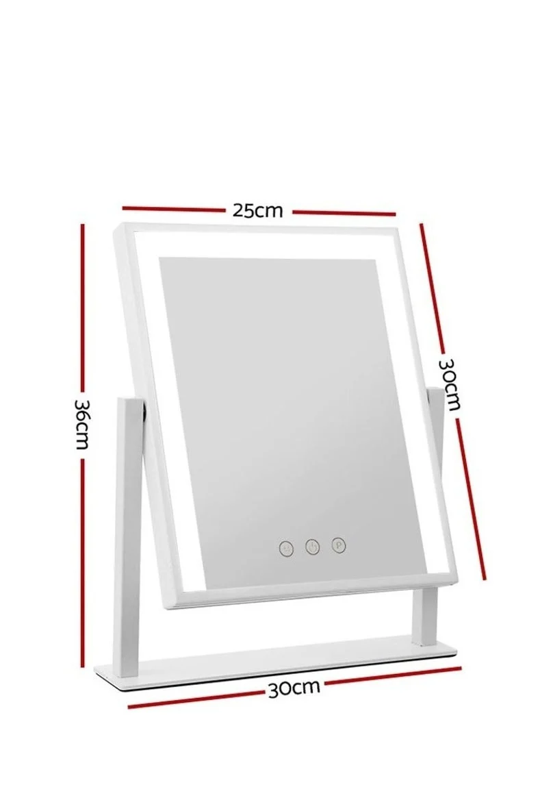 Oglinda cosmetica Hollywood Shine, cu suport, LED, lumina calda si rece, intensificator lumina, 30 cm, Doty® – imagine 2