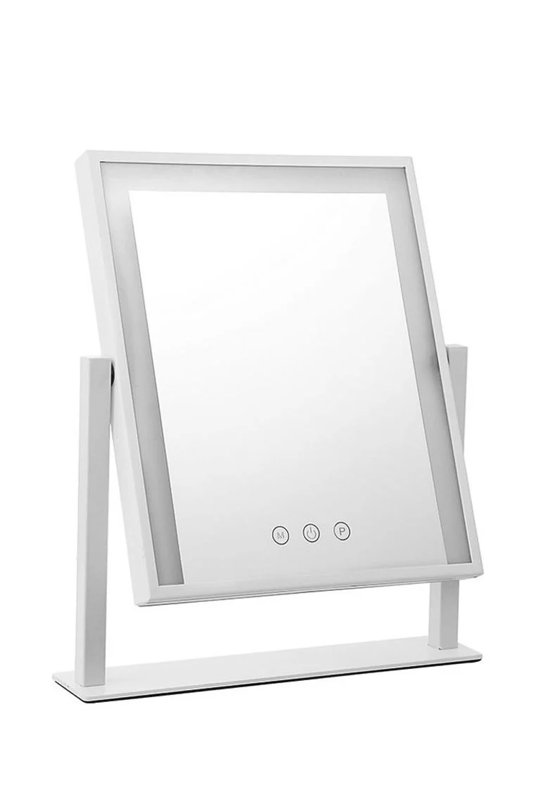Oglinda cosmetica Hollywood Shine, cu suport, LED, lumina calda si rece, intensificator lumina, 30 cm, Doty®