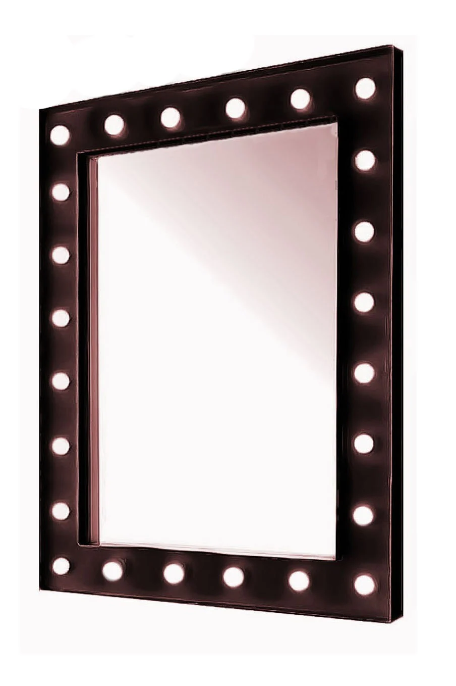 Oglinda Hollywood luminata 24 led-uri, Ilumineaza-ti frumusetea, 80x60 cm, lumina calda, negru, Doty®