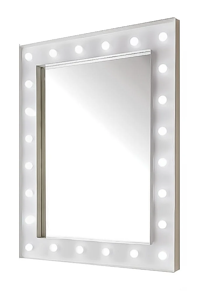 Oglinda Hollywood luminata 24 led-uri, Ilumineaza-ti frumusetea, 80x60 cm, lumina calda, alb, Doty®