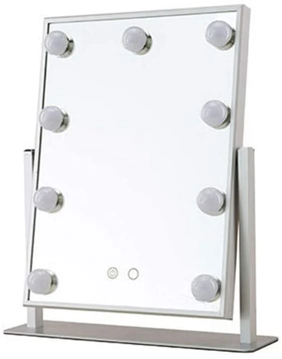 Oglinda hollywood machiaj cu suport, luminata cu 9 LED-uri luminoase, modul 3 culori, intensificator lumina, 30 cm, Doty®