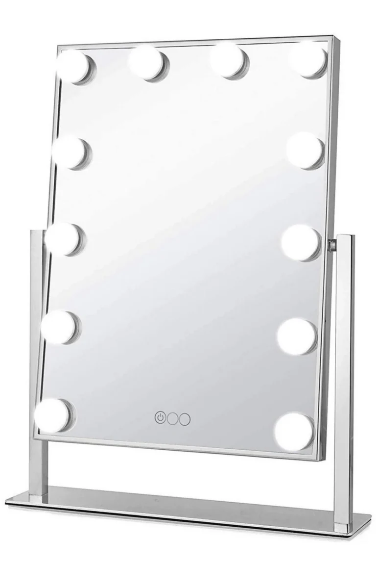 Oglinda machiaj cu suport, luminata cu 12 LED-uri luminoase, modul 3 culori, intensificator lumina, 40 cm , Doty