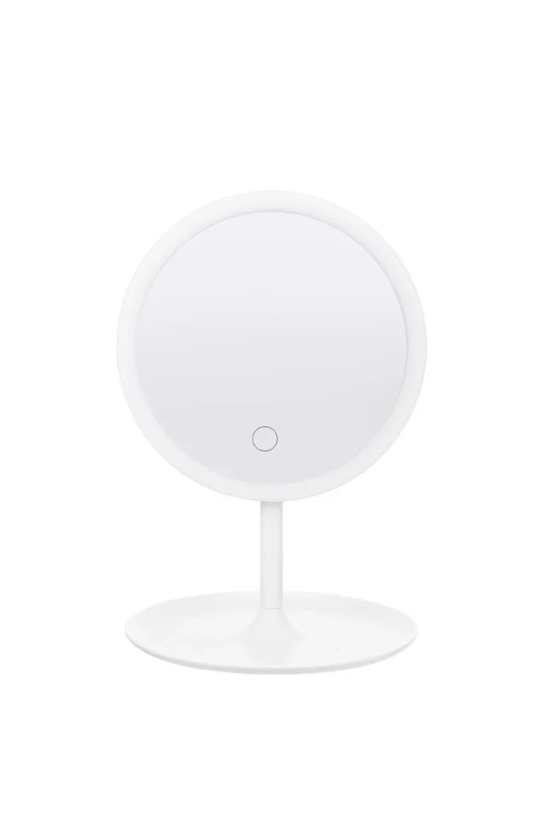 Oglinda rotunda machiaj cu iluminare led , rotire 60 de grade, 18 cm, reincarcabila, cablu usb inclus,alb ,doty