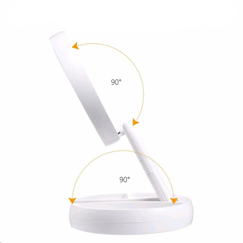 Oglinda rotunda machiaj cu iluminare LED, pliabila, 25 cm, efect de lupa, Alb, Doty – imagine 2