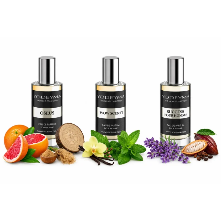 Set 3 Apa de Parfum Yodeyma pentru barbati, Success Pour Homme, Oseus si Wow Scent, caracter comun aromatic-lemnos-dulce, putere, eleganta si carisma in trei arome distincte, 3x15ml, fara cutie